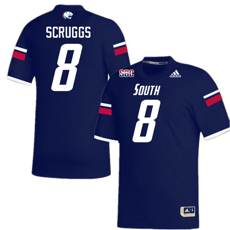 #8 Jordan Scruggs South Alabama Jaguars Jerseys,College Football Uniforms,Apparels Stitched-Navy